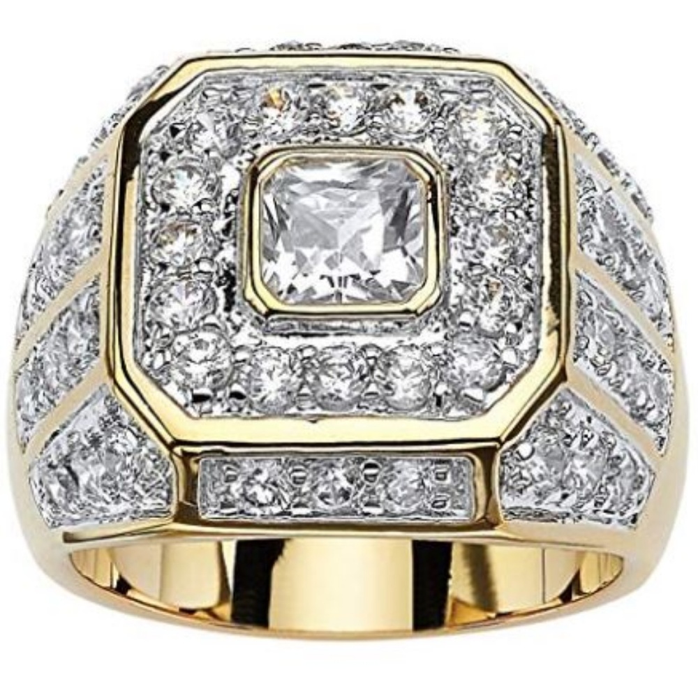 - Cubic Zirconia 14k Gold-Plated Multi Bling Ring